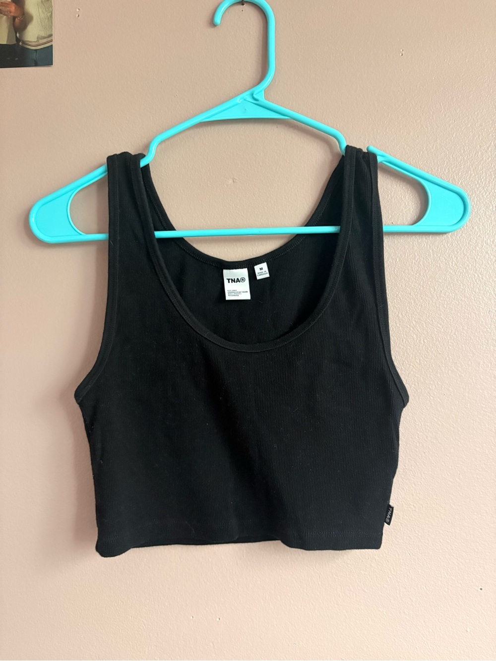 TNA Aritzia Black Ribbed Cropped Tank